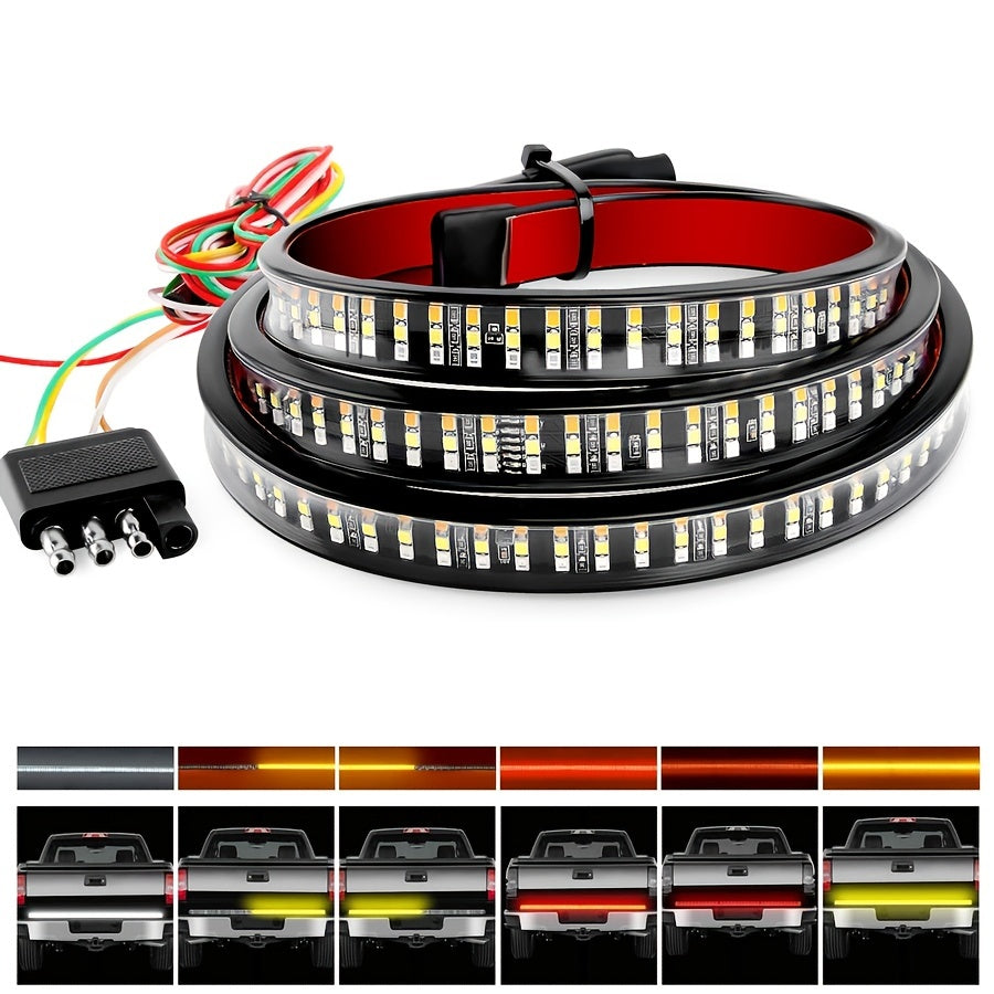 48 360LED & 60 504LED Truck Tailgate Bar - Red Brake, White Reverse, Amber Turning Signals & Strobe Lights Strips