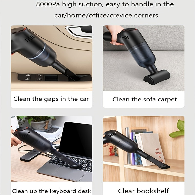 Wireless Car Vacuum Cleaner - 8000Pa Cordless Handheld Auto Vacuum with Built-in Battery - Perfect for Home & Car Cleaning!