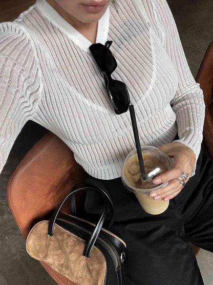 Round Neck Ribbed Knit Top