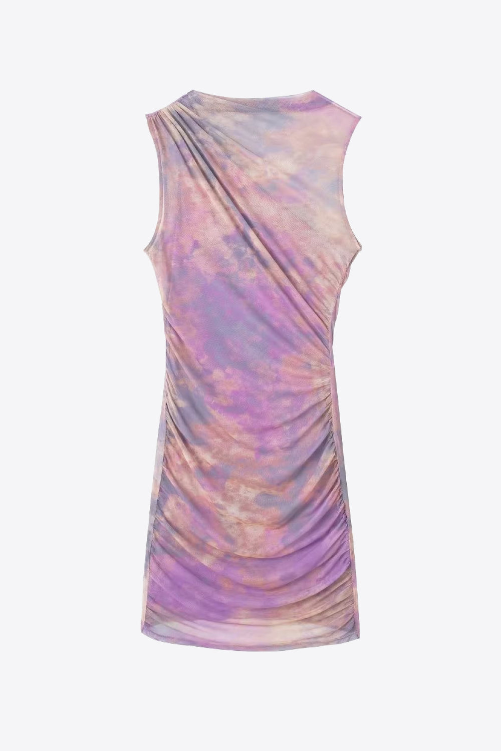 Tie-Dye Ruched Sleeveless Dress