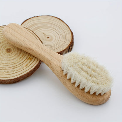 Ensemble de peignes et brosses à cheveux doux pour bébé, avec manche en bois, masseur confortable pour nouveau-nés, 2 pièces/kit 