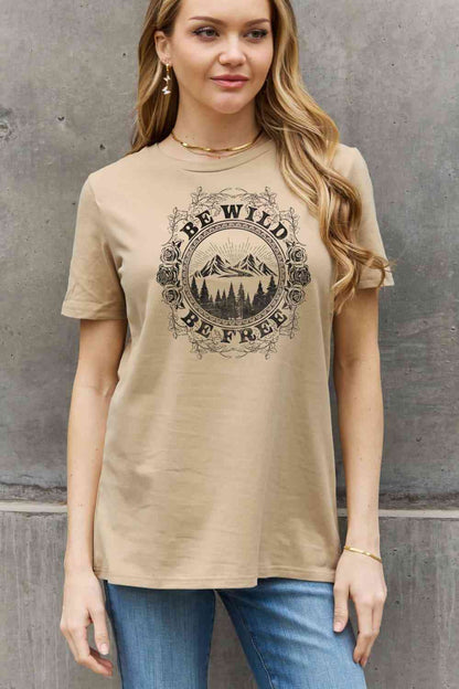 Simply Love T-shirt en coton graphique pleine taille BE WILD BE FREE