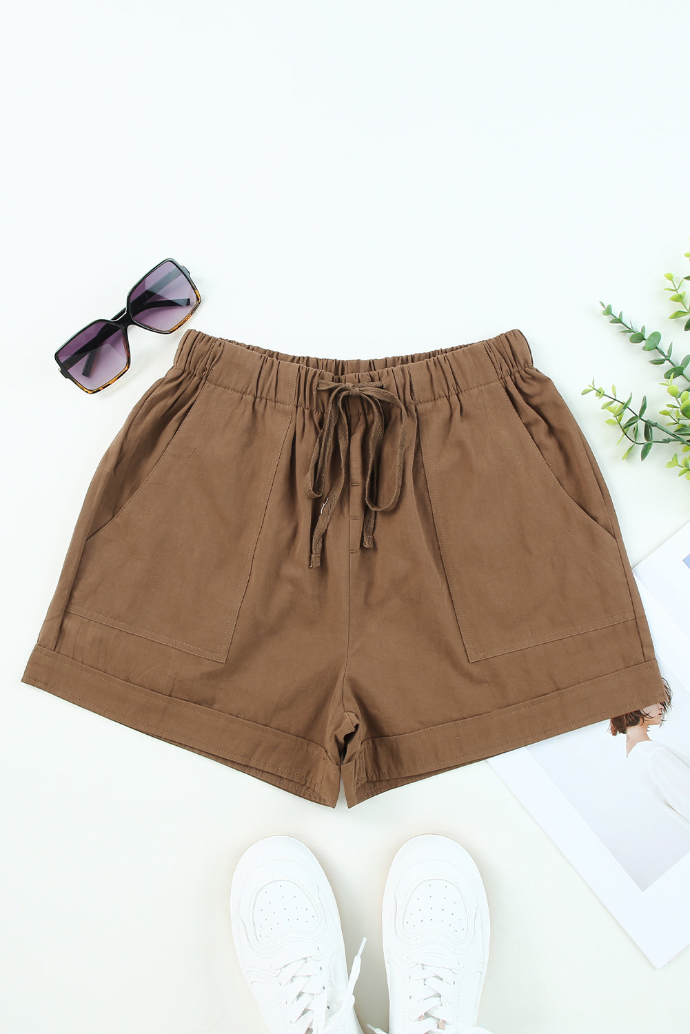 Drawstring Elastic Waist Pocket Shorts