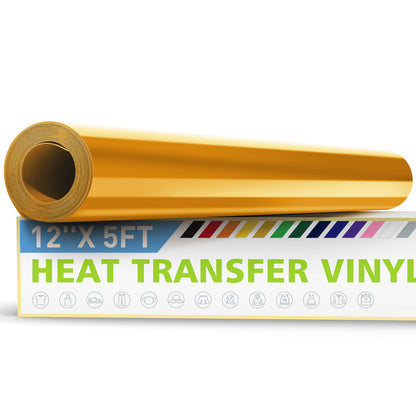 12" X 5ft HTV Vinyl Rolls, Heat Transfer Vinyl For Fabric, HTV Vinyl For Shirts, Iron On Vinyl For All Cutter Machine - Easy To Cut For Heat Vinyl Design, Permanent Vinyl