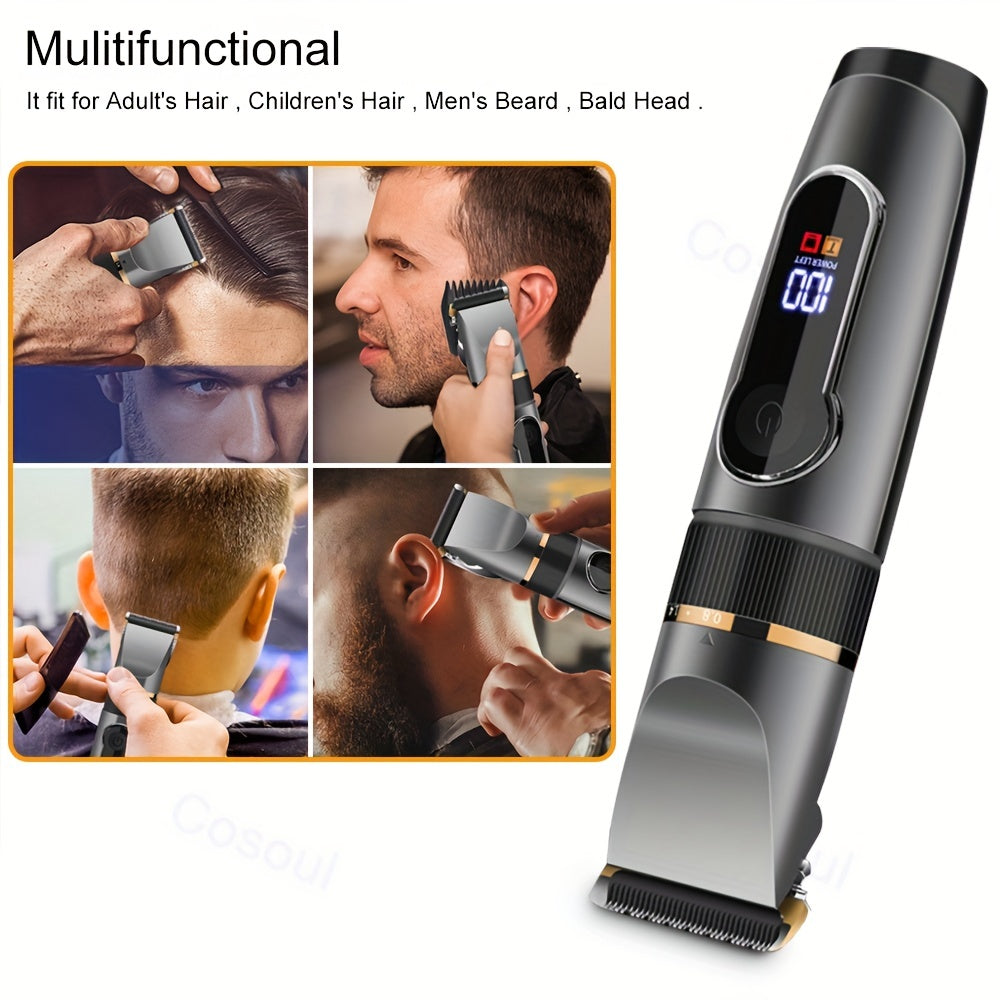 Waterproof Electric Hair Clipper with LED LCD Screen and Charging Model for Men and Husbands