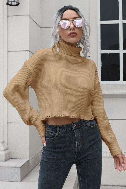 Turtleneck Dropped Shoulder Sweater