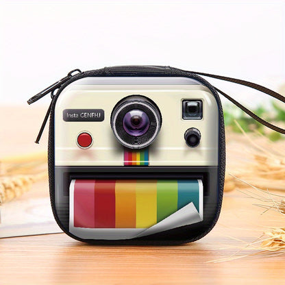 1pc Creative Cute Tinplate Camera Pattern Coin Purse,  Vintage Zipper Metal Coin Purse Mini Coin Key Storage Pouch Headphone Holder