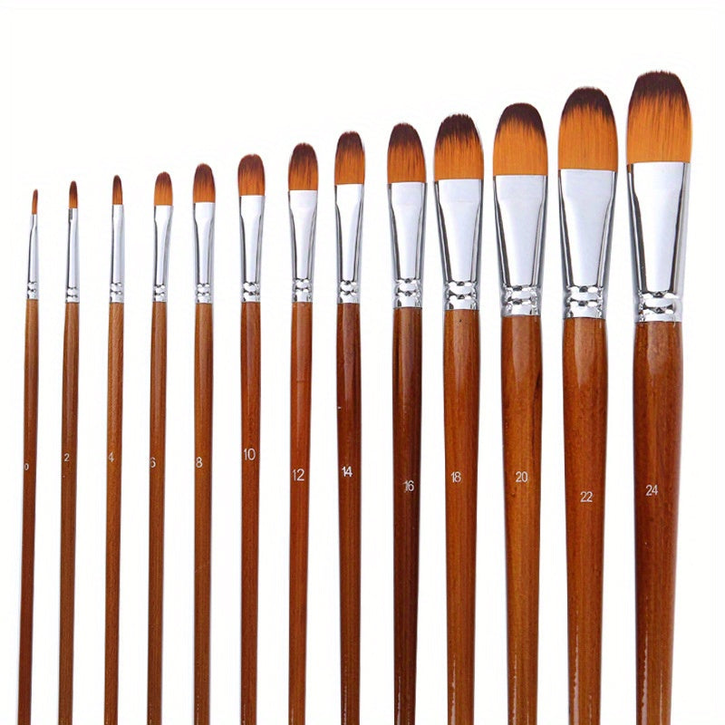 13pcs Professional Watercolor Paint Brushes Set - Soft Anti-Shedding Nylon Hair, Wooden Handle, Long Lasting - Perfect for Watercolor, Acrylics, Oil, Tempera Paint By Numbers