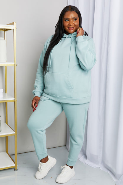 Zenana Full Size Drawstring Drop Shoulder Hoodie and Joggers Set