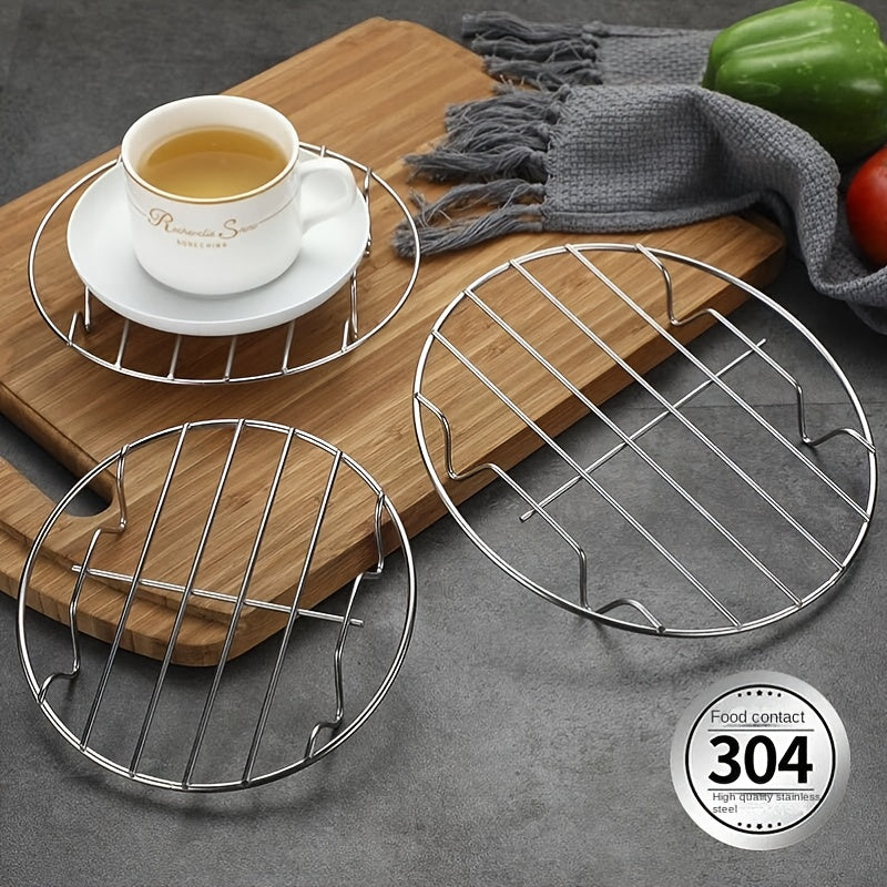 Upgrade Your Cooking with this 304 Stainless Steel Steaming Rack - Single-Layer Grill Grid Heat-Resistant & Easy To Use!