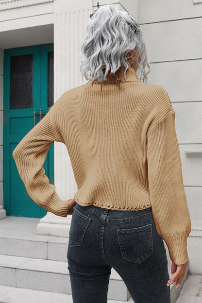 Turtleneck Dropped Shoulder Sweater