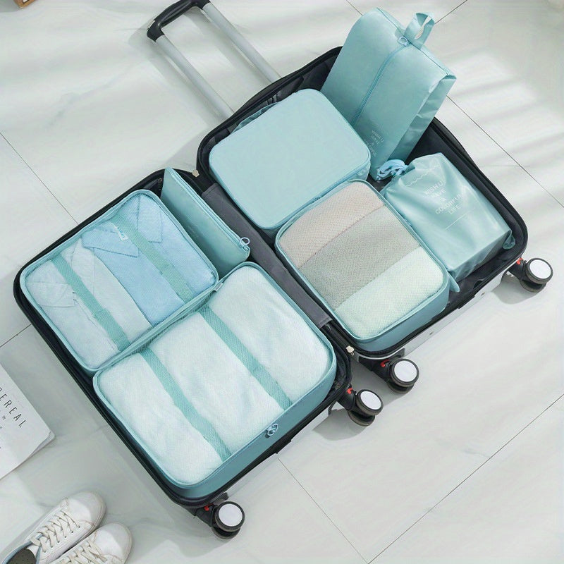 7Pcs Travel Storage Bag Set, Suitcase Packing Organizer, Portable Luggage Pouch For Underwear, Clothing Shoes Sorting Bags