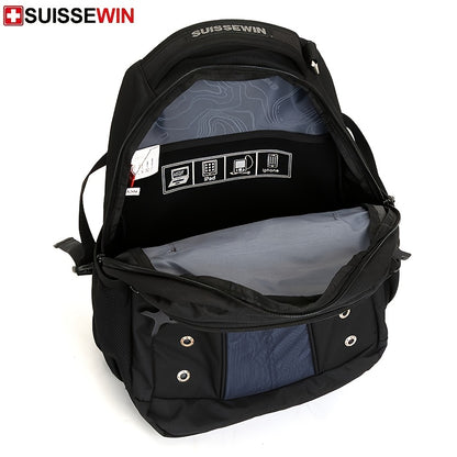 Stay Dry and Organized with the SUISSEWIN Waterproof Oxford Backpack - Large Capacity and Multifunctional!