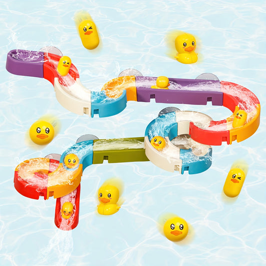 Jouet de bain pour enfants en bas âge, jouets de baignoire de douche pour bébé avec mini canard, jouet pour l'heure du bain, piste de balle, toboggan aquatique, cadeaux d'anniversaire pour garçons et filles 