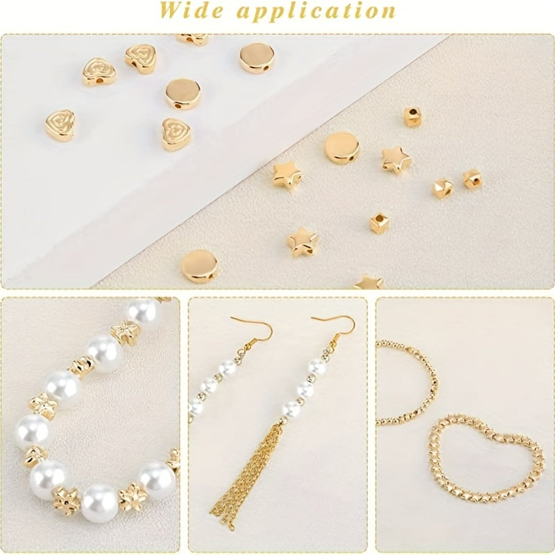 600pcs/pack Golden Spacer Beads Set - Perfect for Bracelets, Earrings & Necklaces!