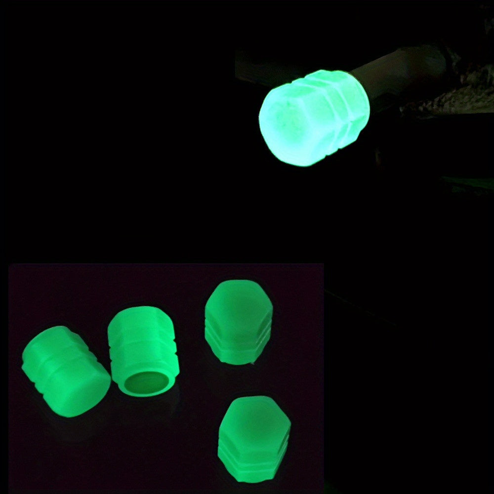 Upgrade Your Vehicle with These 4pcs Colorful Glowing Tire Valve Caps!