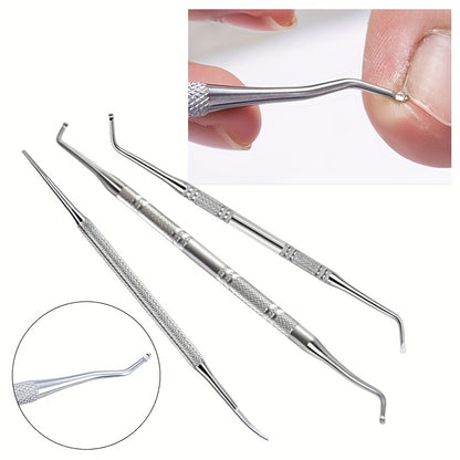 3pcs Professional Stainless Steel Ingrown Toenail Tool Kit - Includes File and Lifters for Pain-Free Nail Treatment and Pedicure