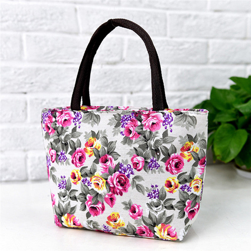 Stylish Mini Floral Print Canvas Handbag - Perfect Shoulder Bag for Women on the Go