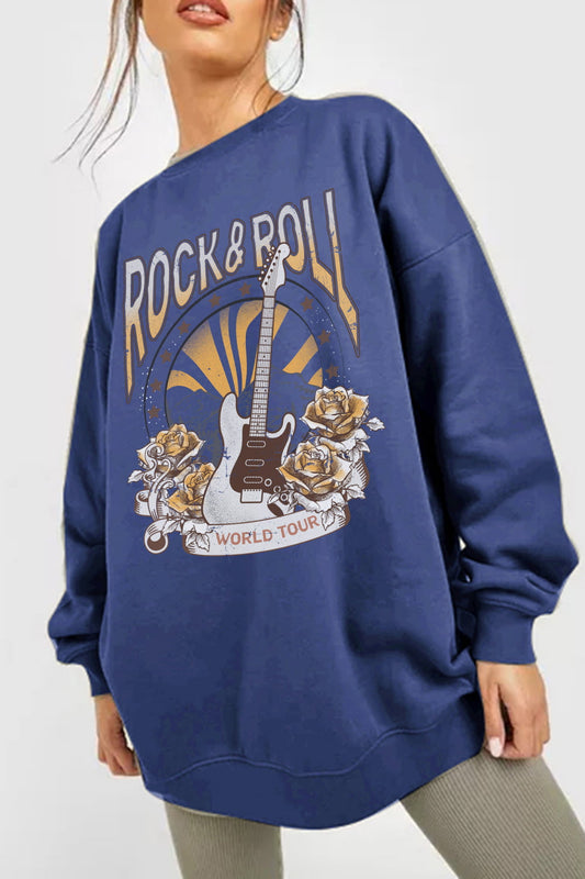 Simply Love Simply Love Sweat-shirt graphique ROCK &amp; ROLL WORLD TOUR pleine grandeur