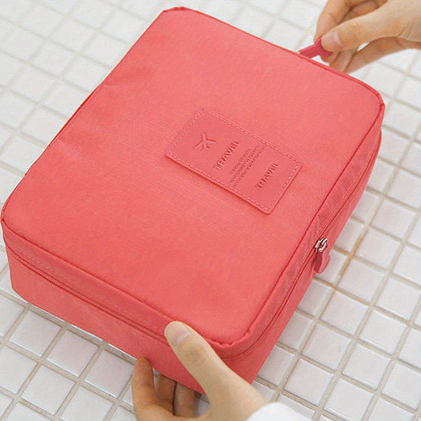 1pc Portable Zipper Toiletry Bag, Multifunctional Travel Storage Bag, Cosmetics Bag