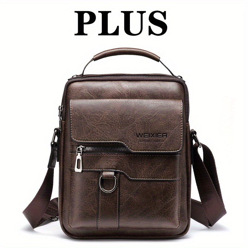 WEIXIER Crossbody Bag Men's Shoulder Bag Vintage Leather Vertical Hand Business Men's Casual Leather Bag Satchel Bag For Men Gift For Father /Anniversary