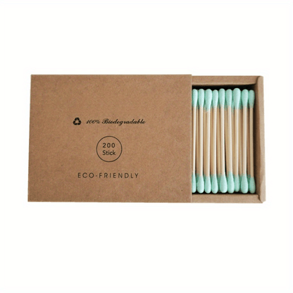 200PCS/Box Double Head Swab Bamboo Sticks Swab Disposable Buds For Beauty Makeup Nose Ears Cleaning