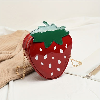 Strawberry Shaped Crossbody Bag, Cute Cartoon Novelty Coin Purse, Mini Chain Shoulder Bag For Girls & Women