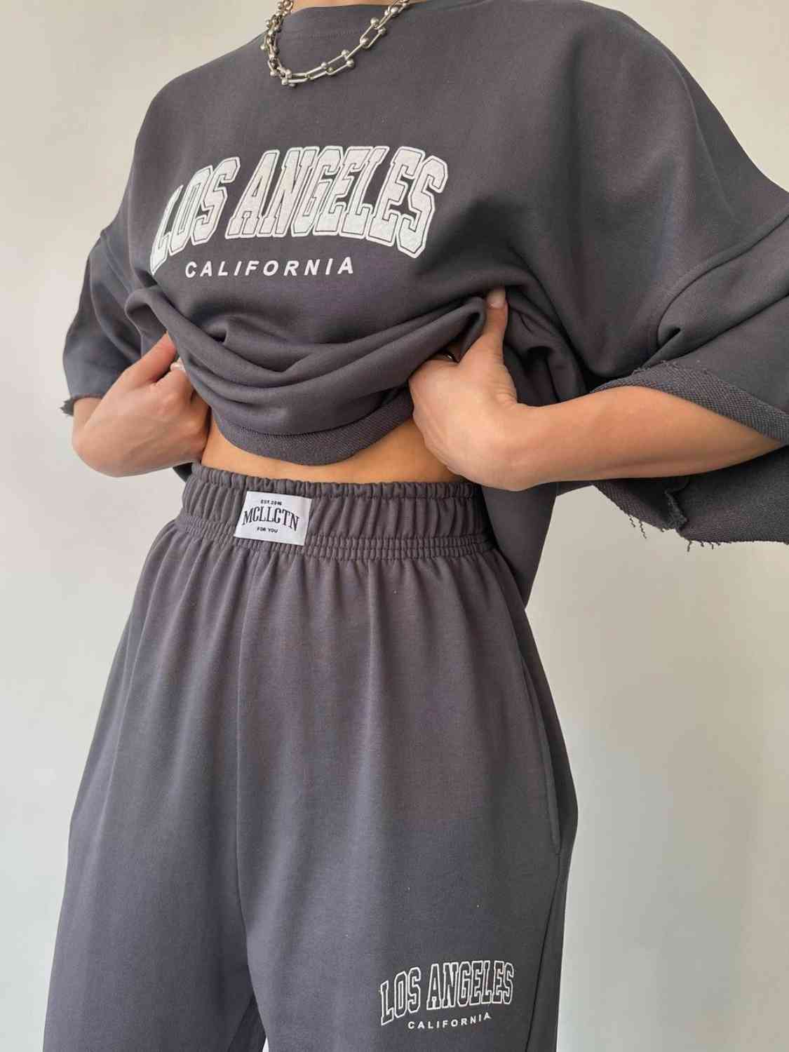 Ensemble sweat-shirt et pantalon de survêtement graphique LOS ANGELES CALIFORNIA