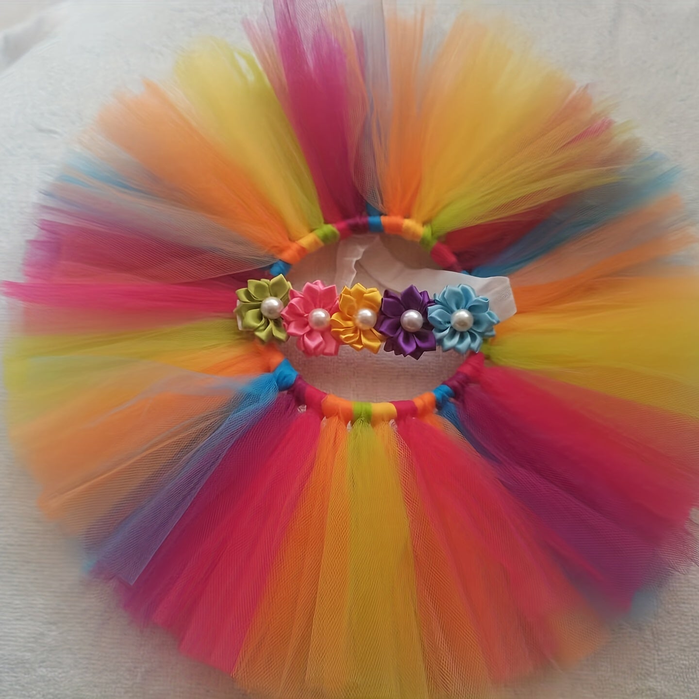 Adorable Rainbow Color Baby Skirt & Headband Set - Perfect for Newborn & Newbaby Photography!