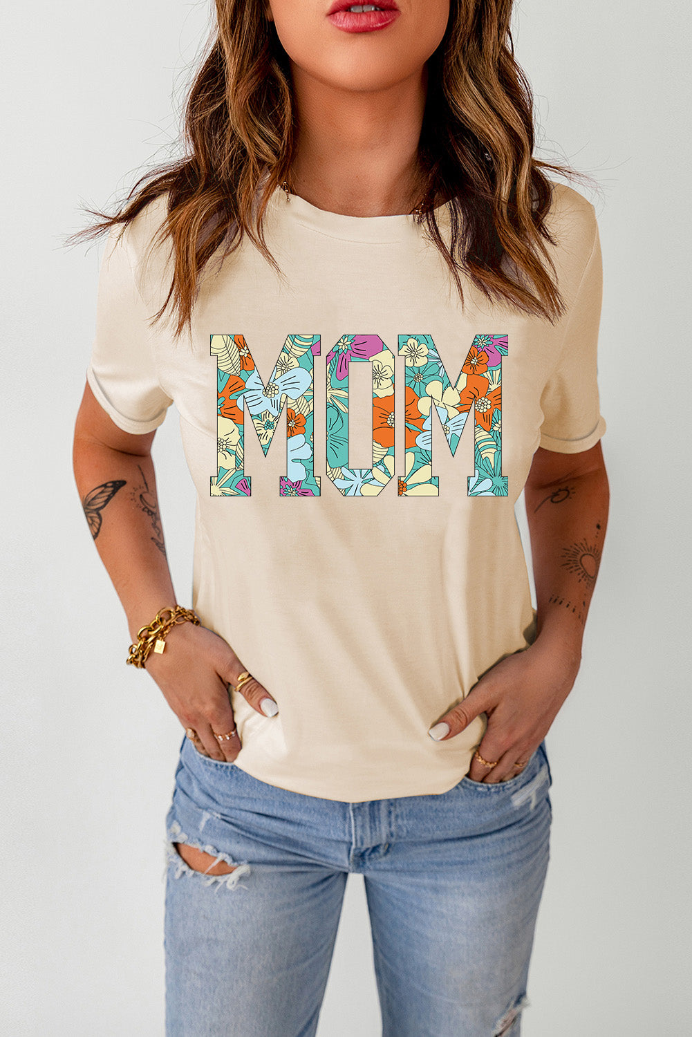 MAMÁ Floral Camiseta gráfica