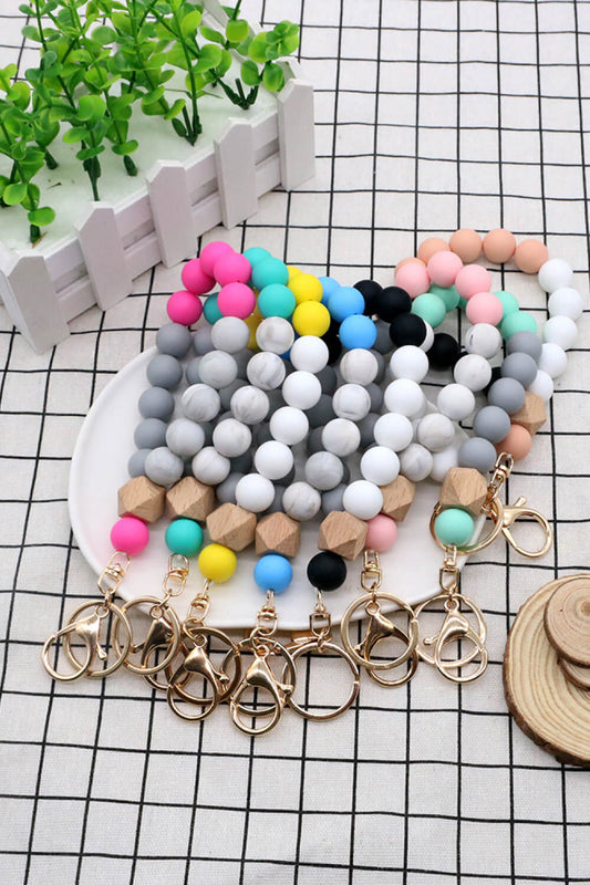 Assortiment de 2 porte-clés avec bracelet en perles multicolores