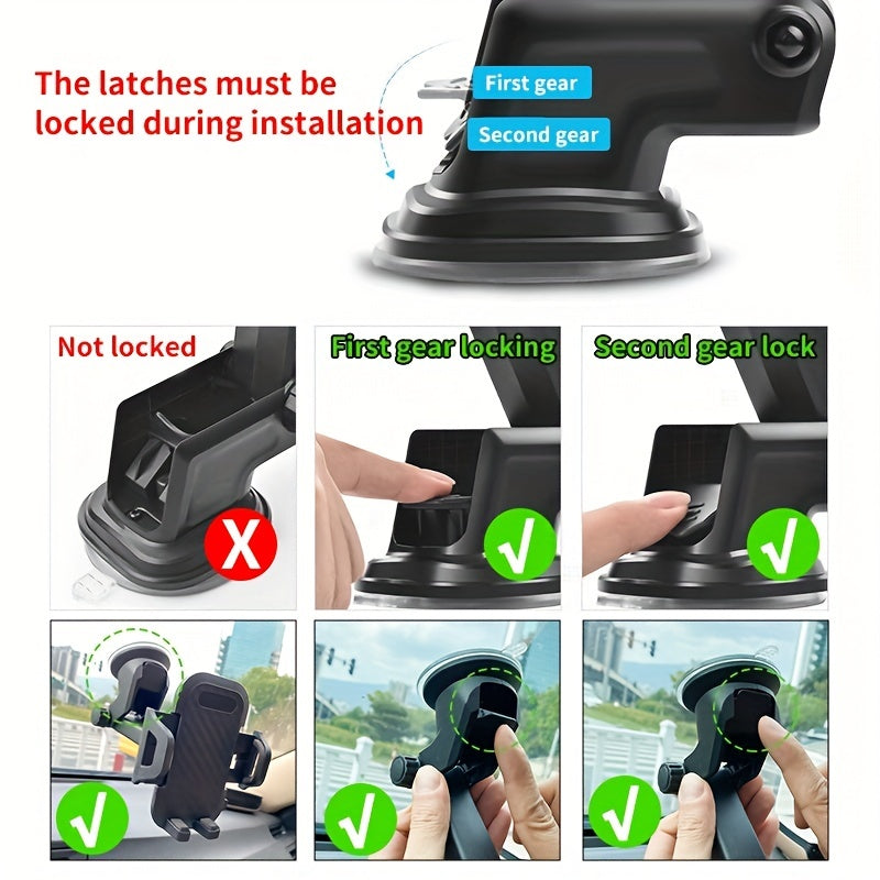 Universal Car Phone Holder - Hands-Free Mount for Dashboard and Air Vent - Secure Suction Grip for Safe Driving