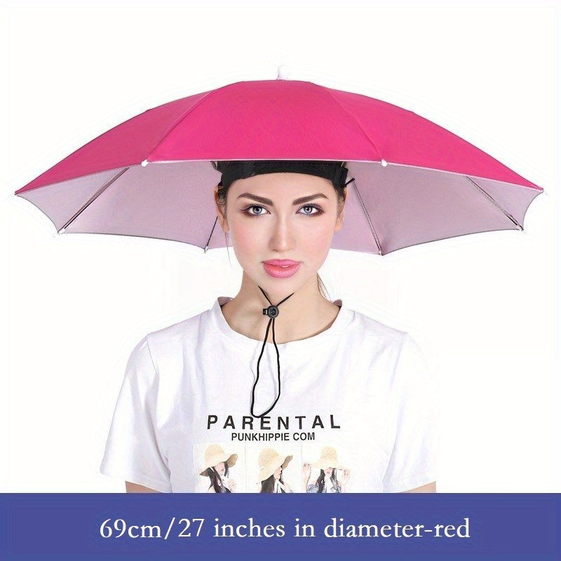 Stay Protected from the Elements with this Lightweight Hat Umbrella - 27in/69cm Diameter, Dual-use for Rain or Shine!