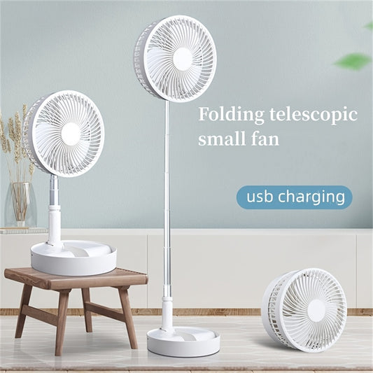 USB Rechargeable Small Fan 8 Inch Folding Telescopic Portable Electric Fan Super Long Battery Life Outdoor Camping Desktop Fan