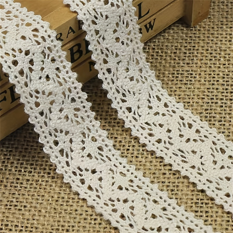 Beige Cotton Lace Ribbon - 6.56ft of DIY Clothing Accessories & Scrapbooking Trim for Gift Wrapping & Crocheting