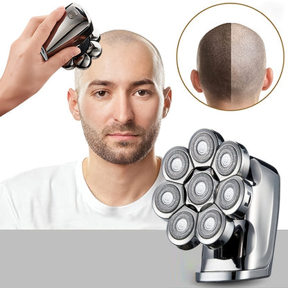 The Ultimate Electric Head Hair Shaver: LED Display, Cordless, Rechargeable, Waterproof, Rotary Blades, Clippers, Nose Trimmer, Brush & Massager