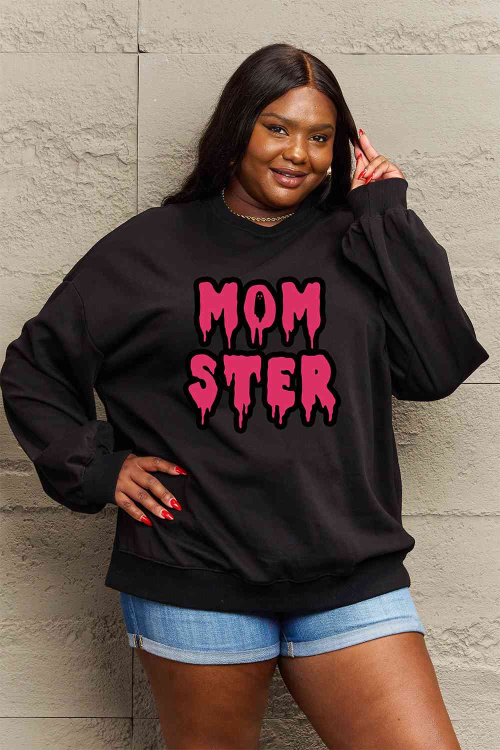 Simply Love Full Size MOM STER Graphic Sweatshirt