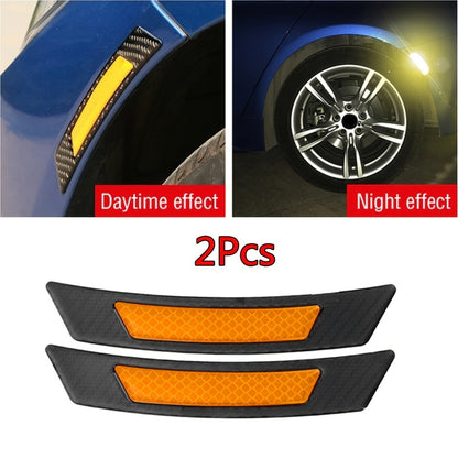 2Pcs Car Wheel Eyebrows Bump Protector, Auto Reflective Stickers Carbon Fiber Print Edge Protection Strip Collision Warning Decoration Car Accessaries