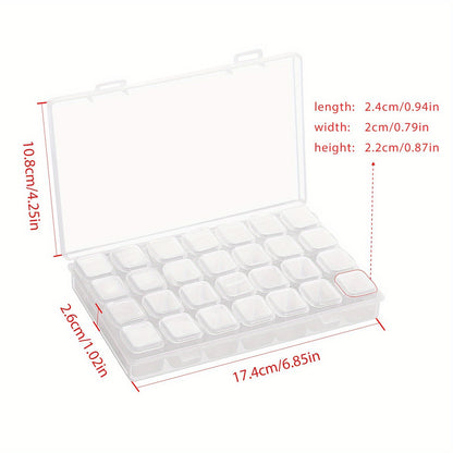 1pc, 5D Diamond Painting Accessories, 28/56 Grids Clear Diamond Painting Storage Container For Bead Storage, Sewing, Nail Diamonds, Embroidery Boxes Organizer, Organizer Nail Diamonds And Bead For DIY Art Craft