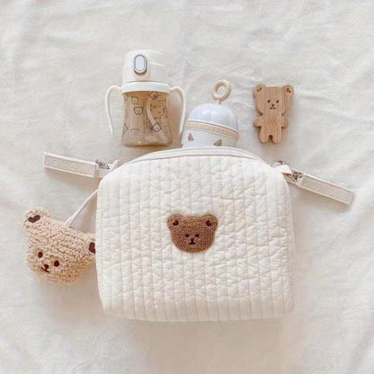 Stylish Embroidered Cotton Mummy Bag: Perfect for Storing Baby Essentials On-the-Go!