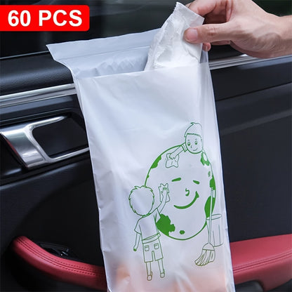 60pcs Stickable Car Garbage Bag - Portable, Disposable, and Environmentally Friendly