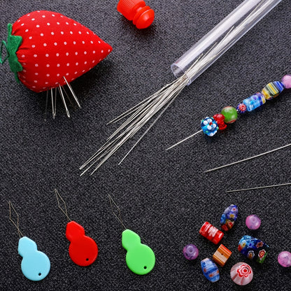 37PCS Beading Needles Set 5 Size 8Pcs Big Eye Needles And 20 Pcs Long Straight Needles Jewelry Making Tools