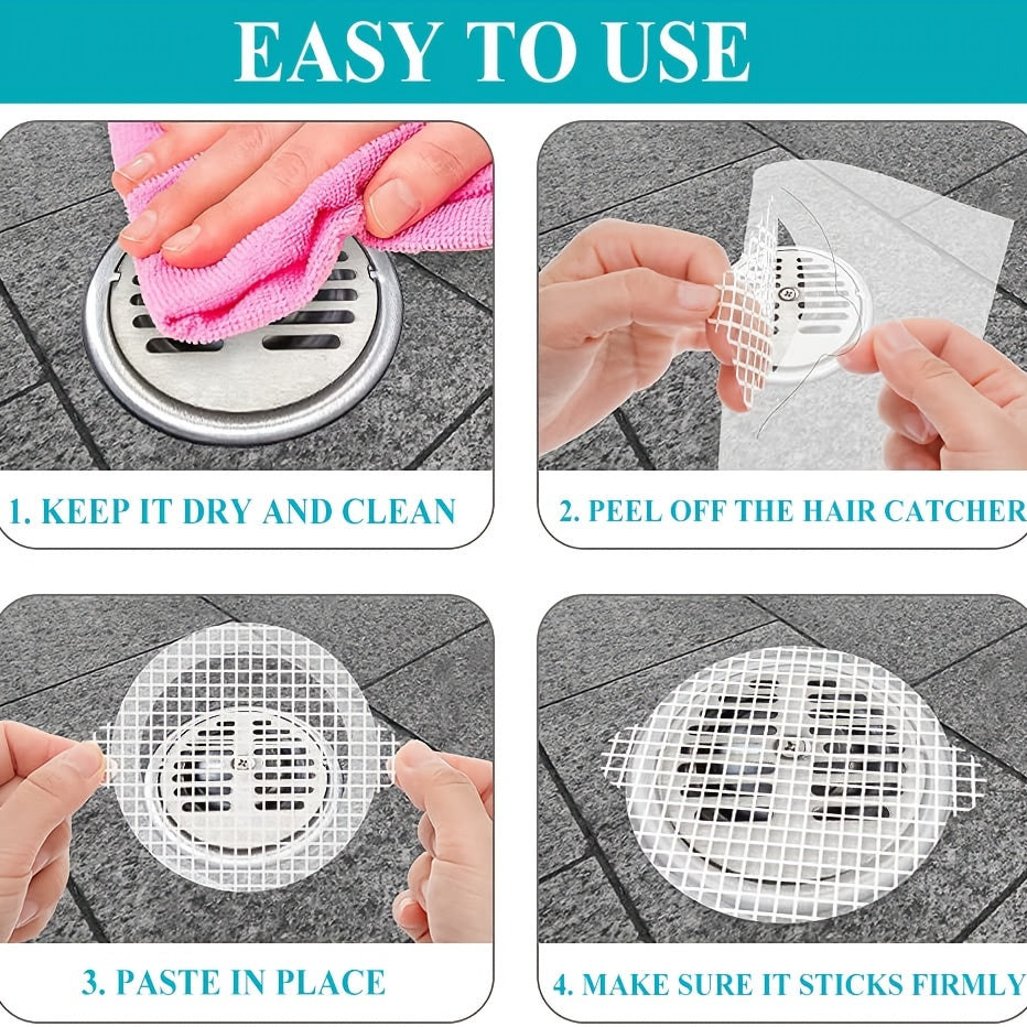 10pcs Disposable Hair Filter Stickers - Keep Your Kitchen & Bathroom Drains Clog-Free!