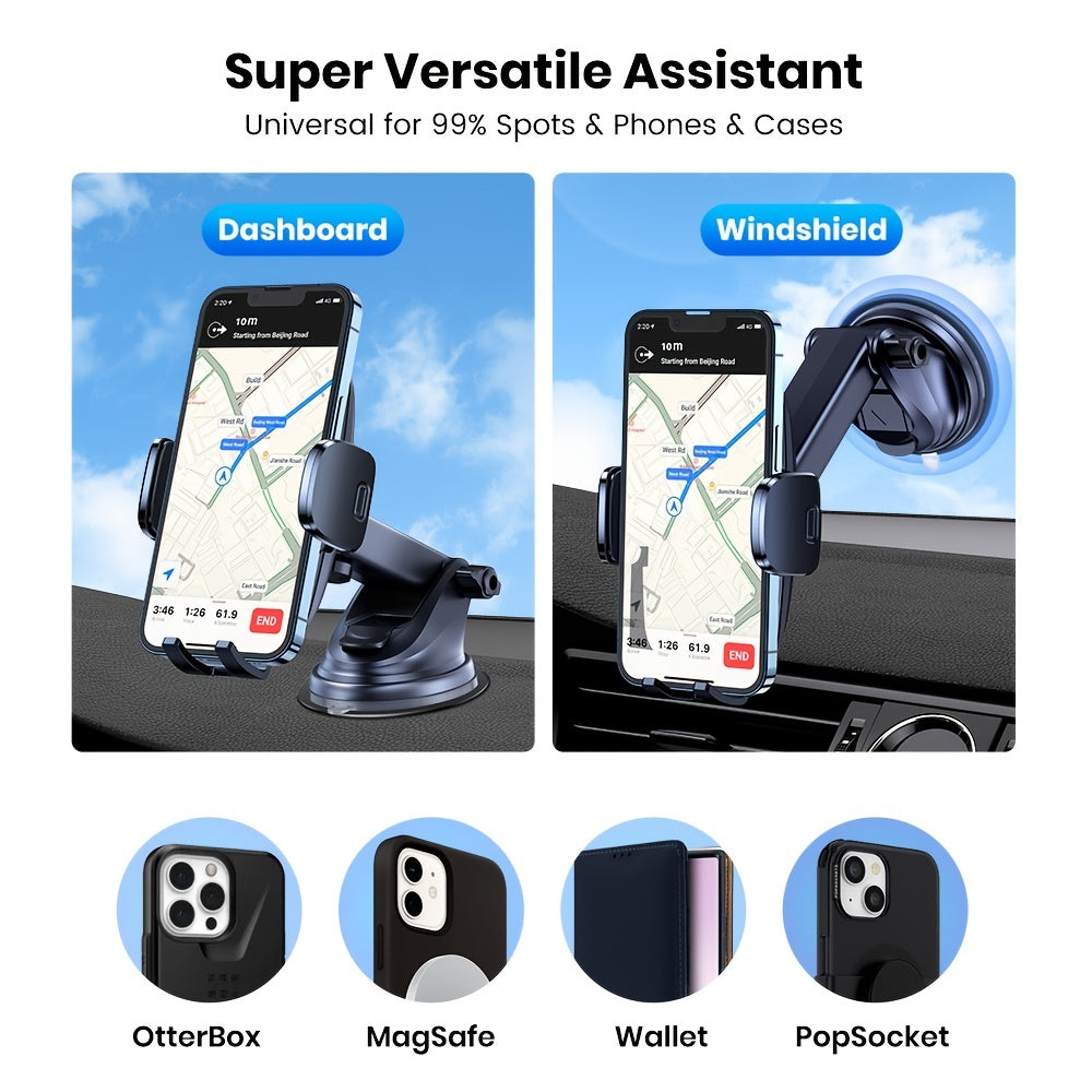 TOPK 2023 Support de téléphone de voiture amélioré – Support mains libres pour pare-brise de tableau de bord pour tous les smartphones – Prise sûre et stable – Installation et retrait faciles 