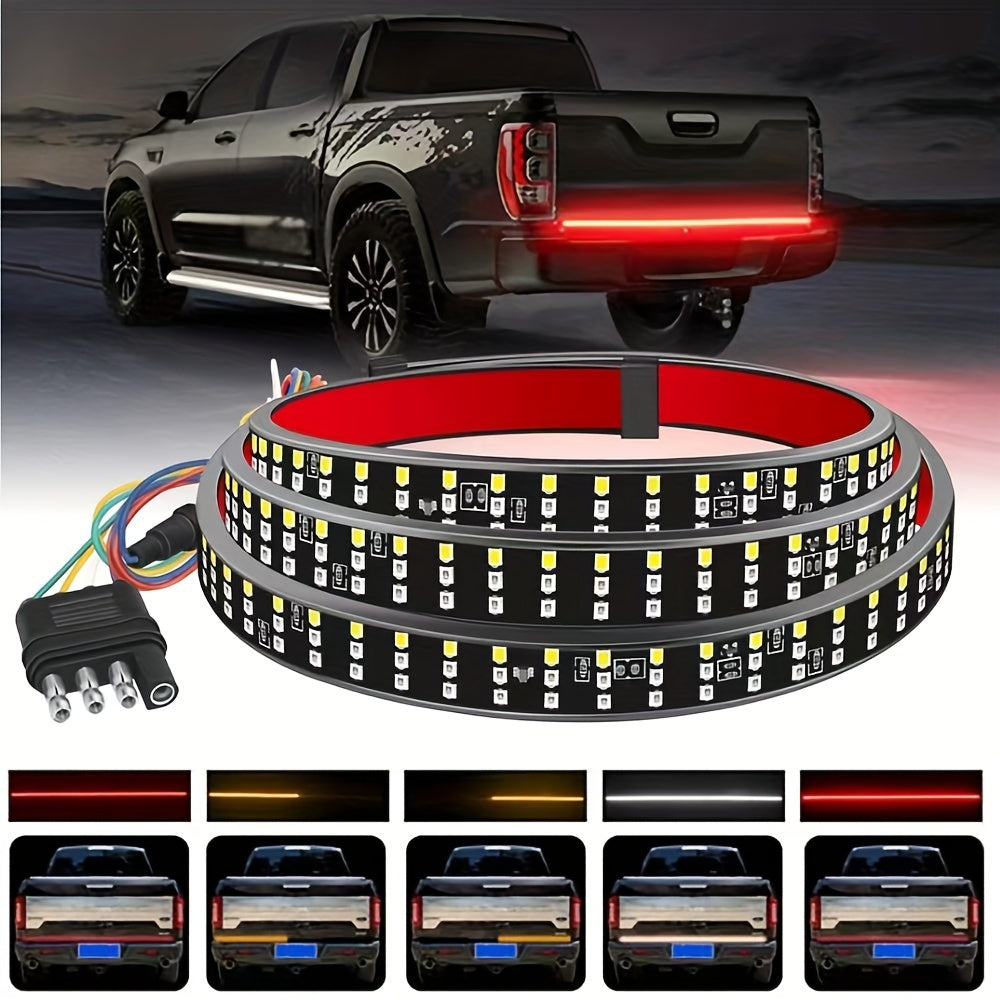 1pcs 60 Inch Truck Tail Door Light Strip, Three Row Car LED Light Strip, 5 Functions, No Drilling Installation