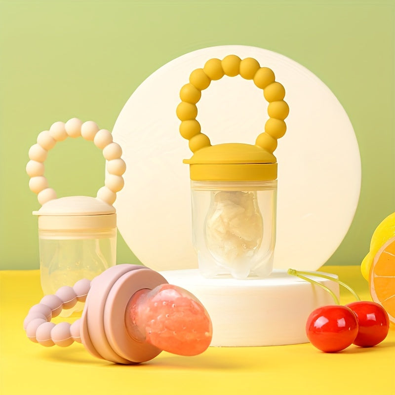 3pcs Children's Silicone Fruit & Vegetable Feeder with Handle - Perfect Food Supplement Pacifier!