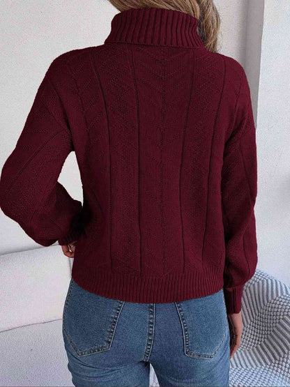 Cable-Knit Turtleneck Sweater