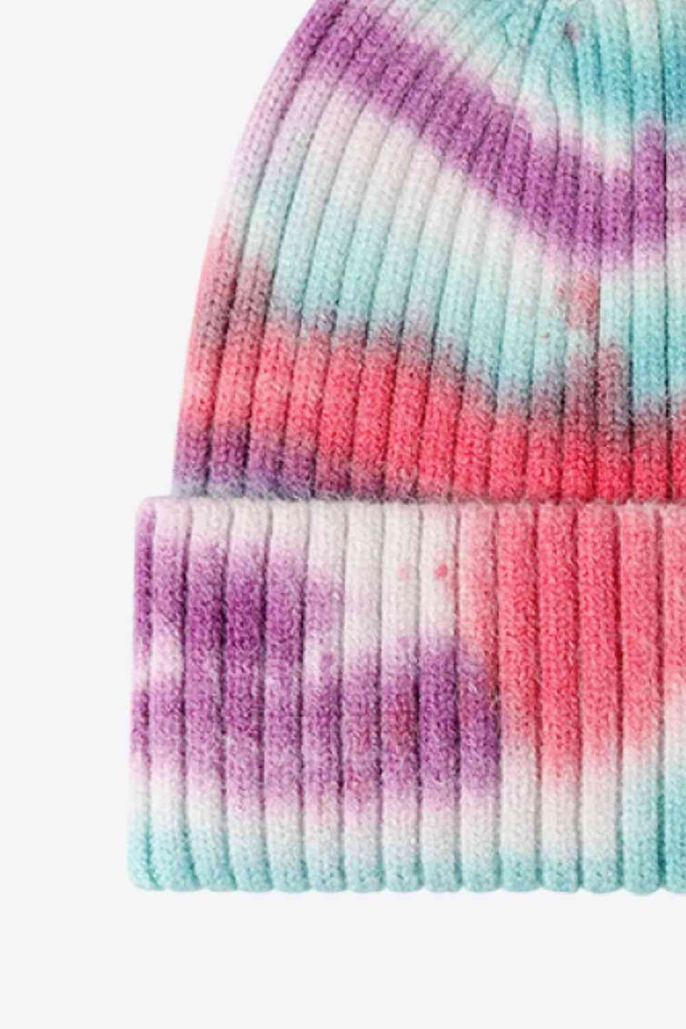 Bonnet en tricot côtelé tie-dye