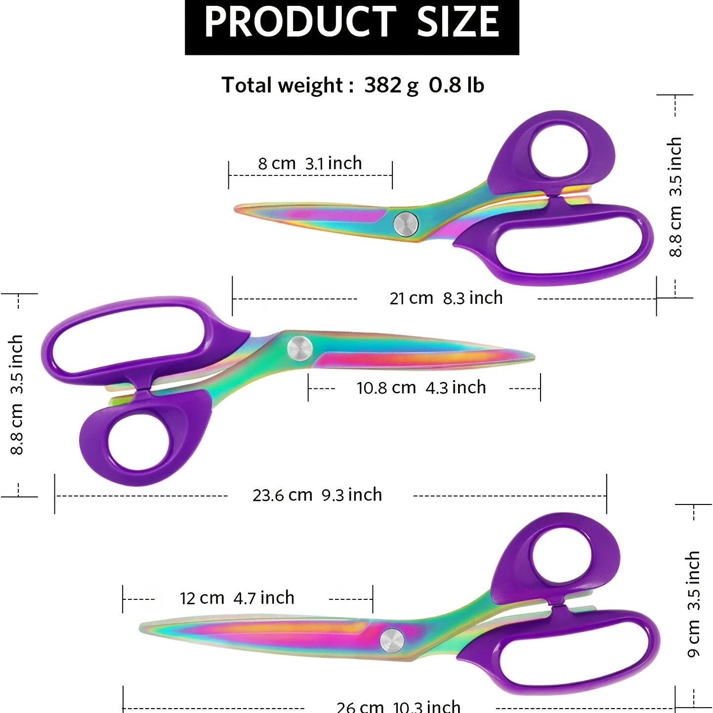 1pc Heavy Duty Sewing Scissors with Titanium Coating - Multi-Purpose Shears for Fabric, Leather, Dressmaking, Tailoring, Quilting, Home & Office, Art & School - Extra Sharp and Durable