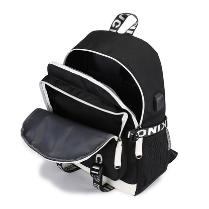 2022 Explosive King & Queen Street Print Backpack: USB Rechargeable Leisure School Bag for Youth